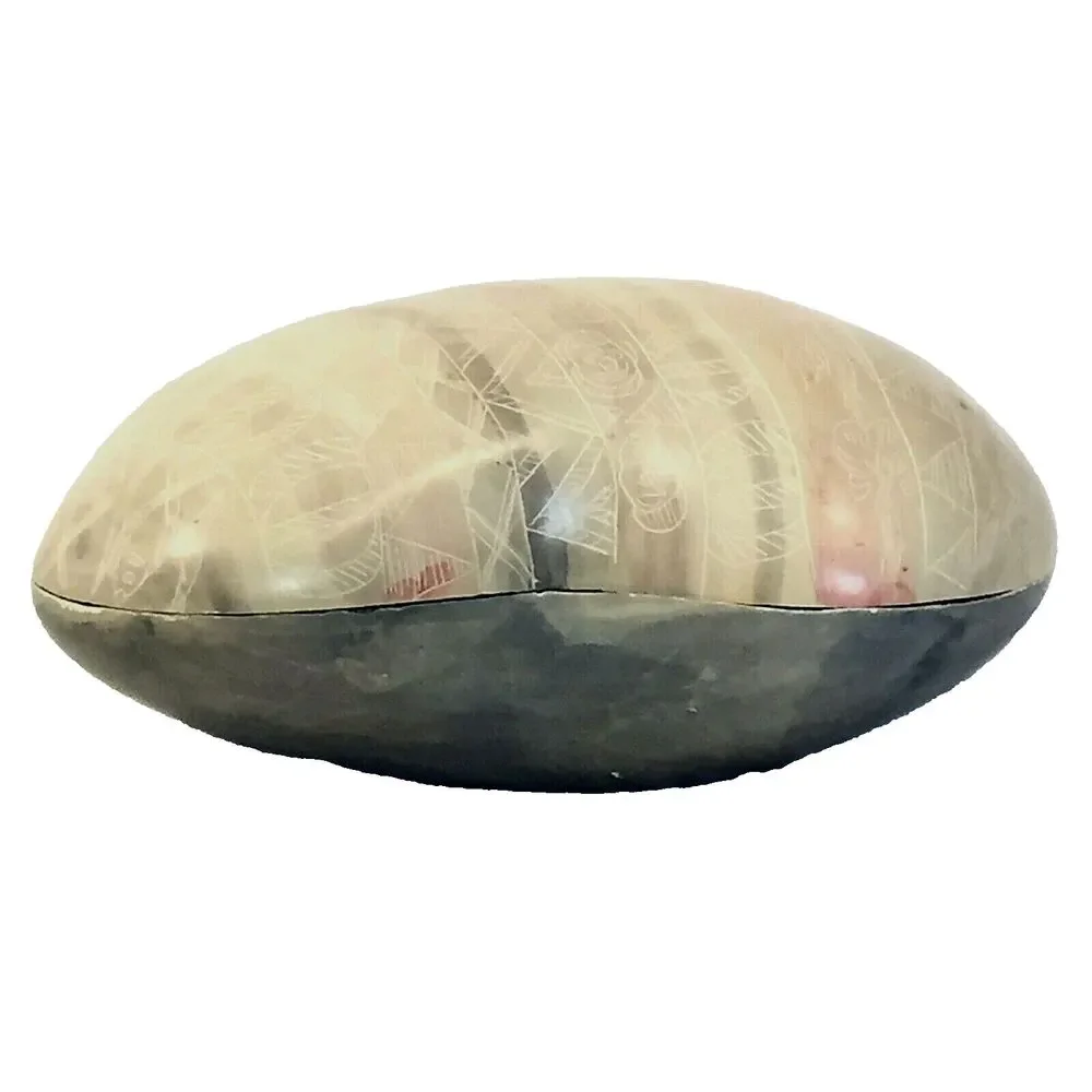 Besmo Jewelry Trinket Box Soapstone Hand Carved Kenya African Kidney Paperweight